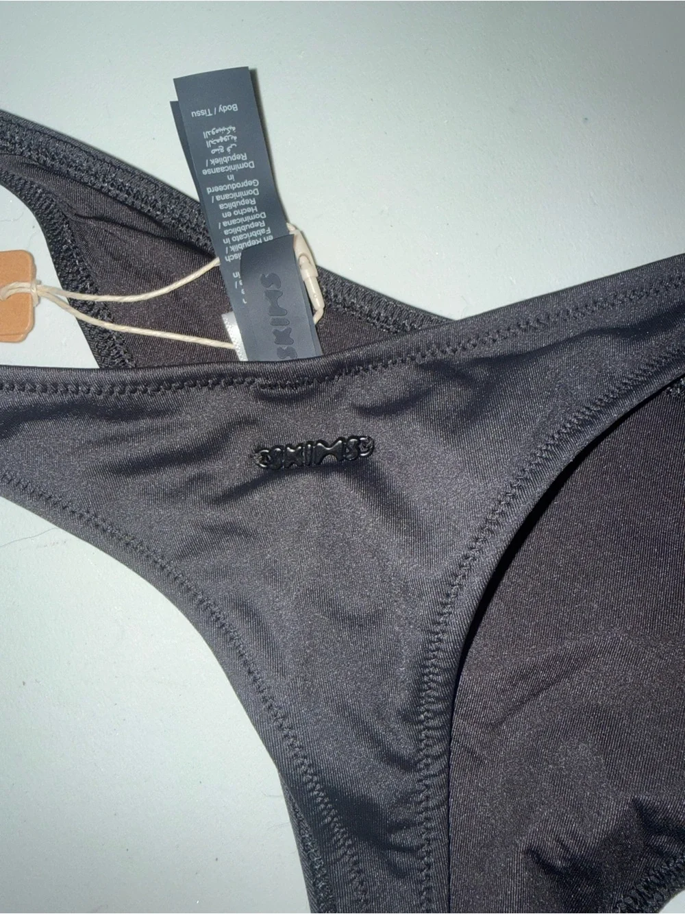 Skims Signature Swim Thong Onyx Medium